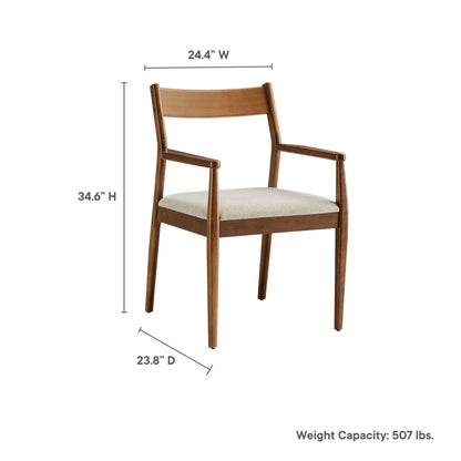 Modway - Solara Fabric Wood Dining Armchairs Set of 2 by Modway  Bar and Dining Dining Chairs Brown - EEI-6916-WAL-HEB