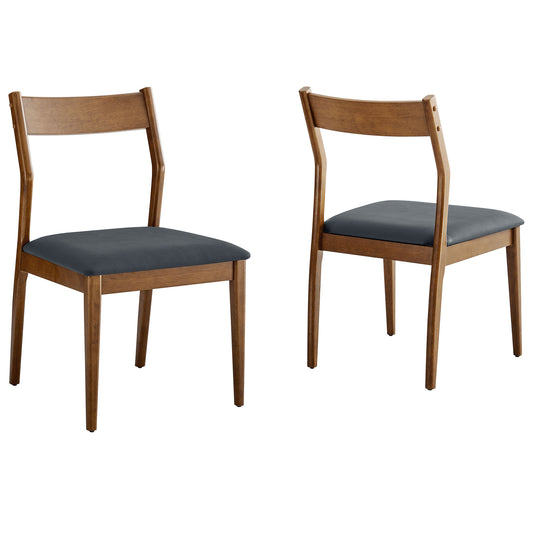 Modway - Solara Vegan Leather Wood Dining Side Chairs Set of 2 by Modway  Bar and Dining Dining Chairs Black - EEI-6917-WAL-BLK