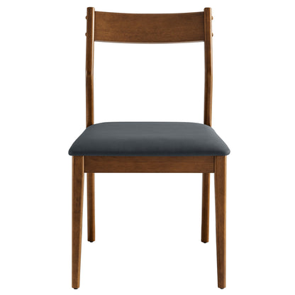 Modway - Solara Vegan Leather Wood Dining Side Chairs Set of 2 by Modway  Bar and Dining Dining Chairs Black - EEI-6917-WAL-BLK