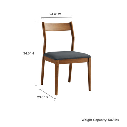 Modway - Solara Vegan Leather Wood Dining Side Chairs Set of 2 by Modway  Bar and Dining Dining Chairs Black - EEI-6917-WAL-BLK