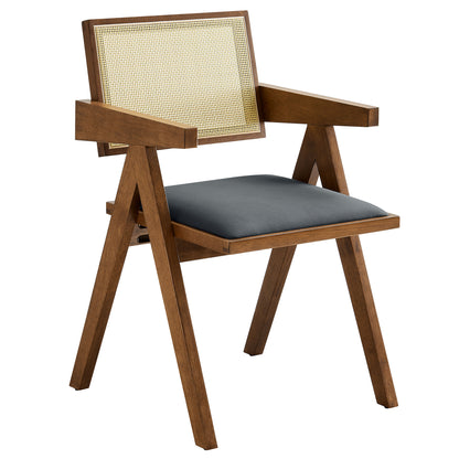 Modway - Thera Vegan Leather Cane Dining Armchairs Set of 2 by Modway  Bar and Dining Dining Chairs Black - EEI-6919-WAL-BLK