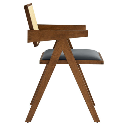 Modway - Thera Vegan Leather Cane Dining Armchairs Set of 2 by Modway  Bar and Dining Dining Chairs Black - EEI-6919-WAL-BLK