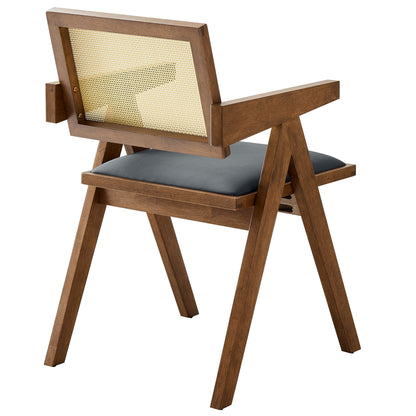 Modway - Thera Vegan Leather Cane Dining Armchairs Set of 2 by Modway  Bar and Dining Dining Chairs Black - EEI-6919-WAL-BLK