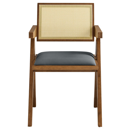 Modway - Thera Vegan Leather Cane Dining Armchairs Set of 2 by Modway  Bar and Dining Dining Chairs Black - EEI-6919-WAL-BLK