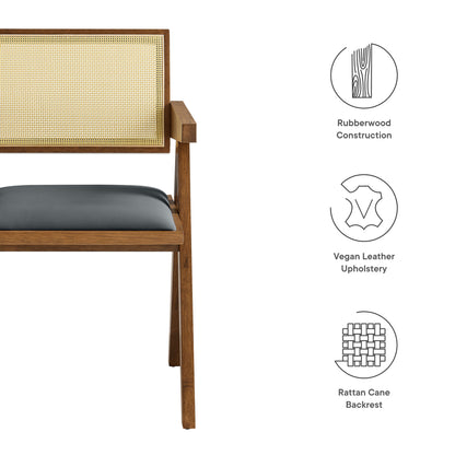 Modway - Thera Vegan Leather Cane Dining Armchairs Set of 2 by Modway  Bar and Dining Dining Chairs Black - EEI-6919-WAL-BLK