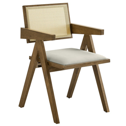 Modway - Thera Vegan Leather Cane Dining Armchairs Set of 2 by Modway  Bar and Dining Dining Chairs Gray - EEI-6919-WEO-STO