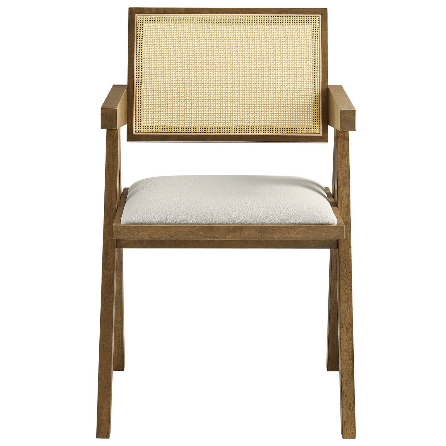 Modway - Thera Vegan Leather Cane Dining Armchairs Set of 2 by Modway  Bar and Dining Dining Chairs Gray - EEI-6919-WEO-STO