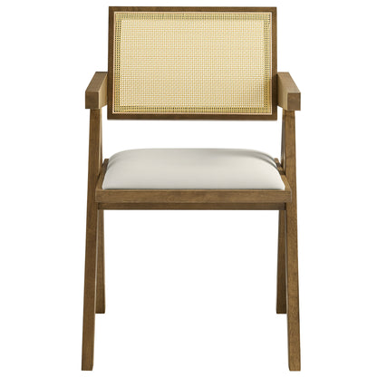 Modway - Thera Vegan Leather Cane Dining Armchairs Set of 2 by Modway  Bar and Dining Dining Chairs Gray - EEI-6919-WEO-STO