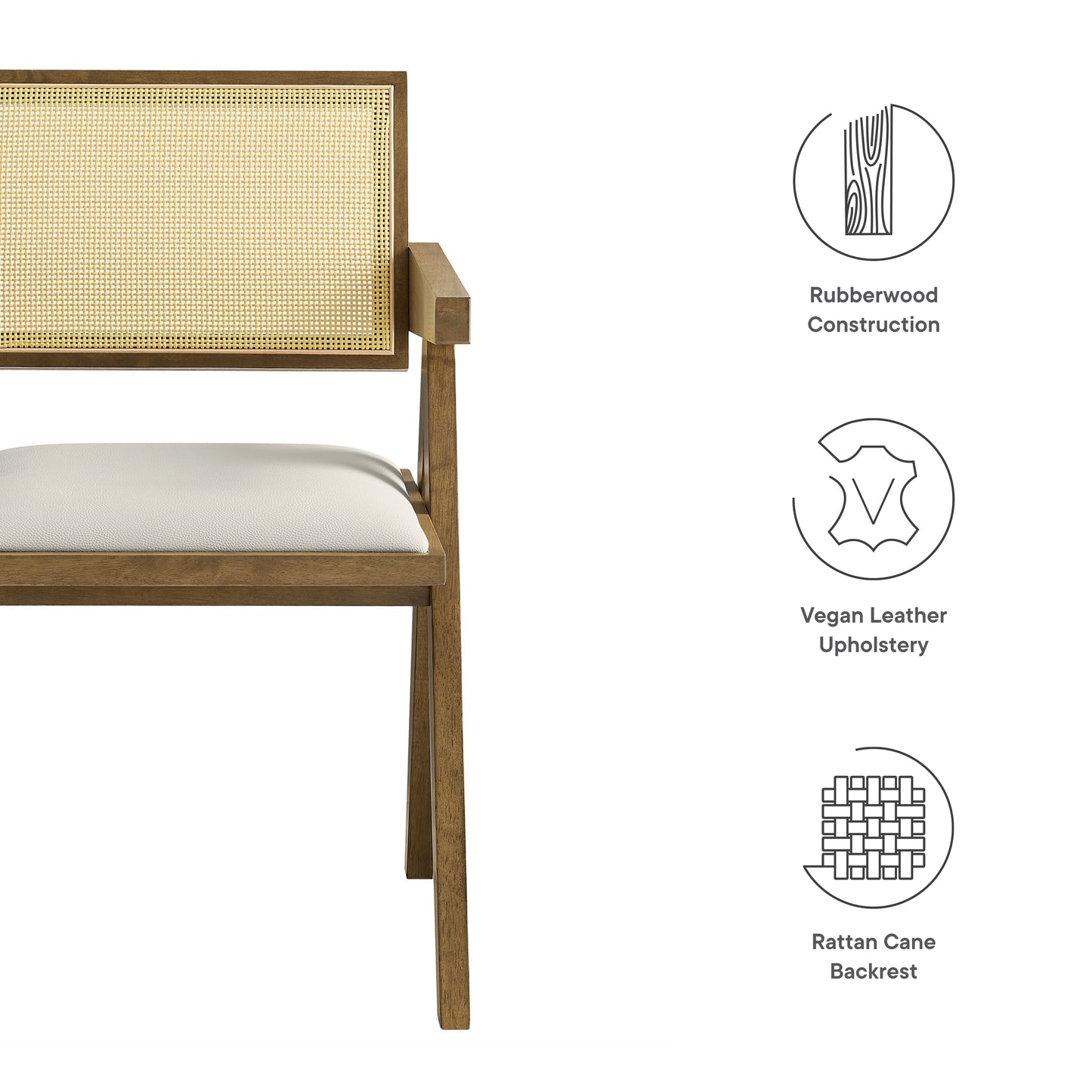 Modway - Thera Vegan Leather Cane Dining Armchairs Set of 2 by Modway  Bar and Dining Dining Chairs Gray - EEI-6919-WEO-STO