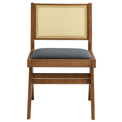 Modway - Thera Vegan Leather and Cane Dining Side Chairs Set of 2 by Modway  Bar and Dining Dining Chairs Black - EEI-6920-WAL-BLK