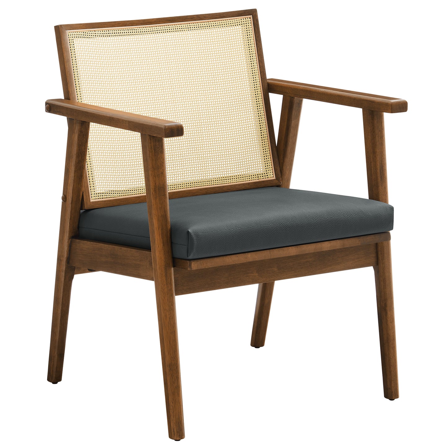 Modway - Thera Vegan Leather and Cane Accent Armchairs Set of 2 by Modway  Living Room Sofas and Armchairs Black - EEI-6921-WAL-BLK