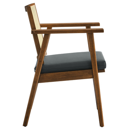 Modway - Thera Vegan Leather and Cane Accent Armchairs Set of 2 by Modway  Living Room Sofas and Armchairs Black - EEI-6921-WAL-BLK