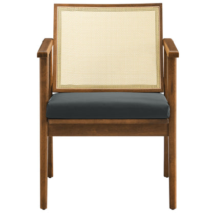 Modway - Thera Vegan Leather and Cane Accent Armchairs Set of 2 by Modway  Living Room Sofas and Armchairs Black - EEI-6921-WAL-BLK