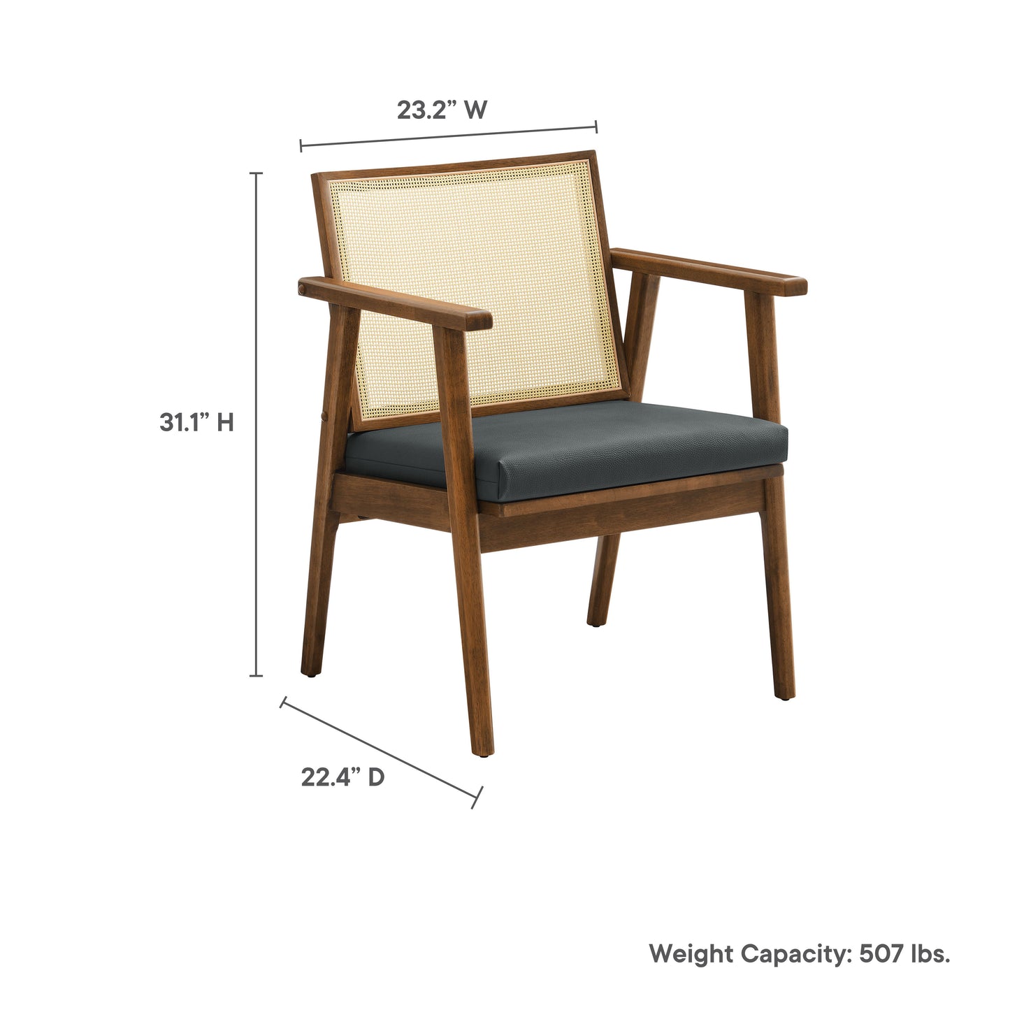 Modway - Thera Vegan Leather and Cane Accent Armchairs Set of 2 by Modway  Living Room Sofas and Armchairs Black - EEI-6921-WAL-BLK