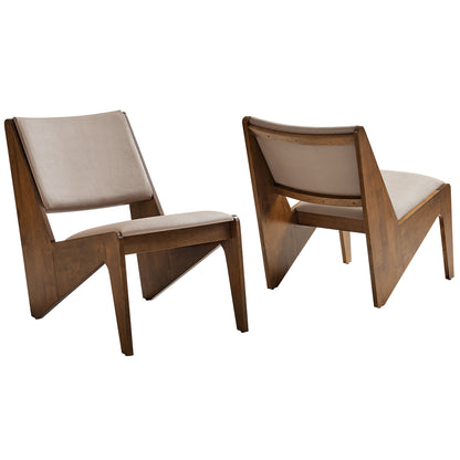 Modway - Rylina Vegan Leather Accent Chairs Set of 2 by Modway  Living Room Sofas and Armchairs Brown - EEI-6922-WAL-BRN
