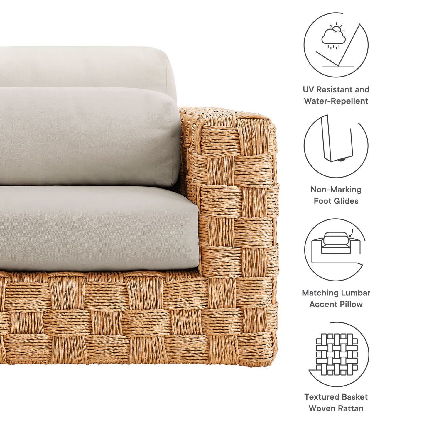 Modway - Thames Outdoor Patio Wicker Outdoor Patio Rattan Armchair by Modway  Outdoor Furniture Sofa Sectionals Gray - EEI-6925-NAT-LGR