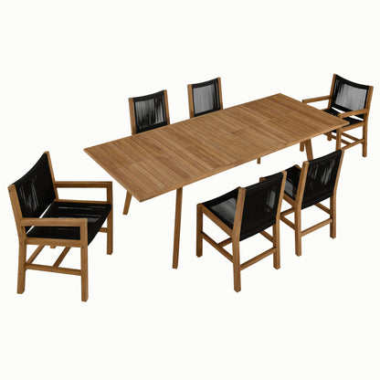 Modway - Vienna 7-Piece Outdoor Patio Teak and Rope Dining Set by Modway  Outdoor Furniture Bar and Dining Black - EEI-6928-NAT-BLK