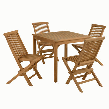 Modway - Vienna 5-Piece Outdoor Patio Teak Wood Dining Set with Folding Chairs by Modway  Outdoor Furniture Bar and Dining Brown - EEI-6931-NAT-NAT