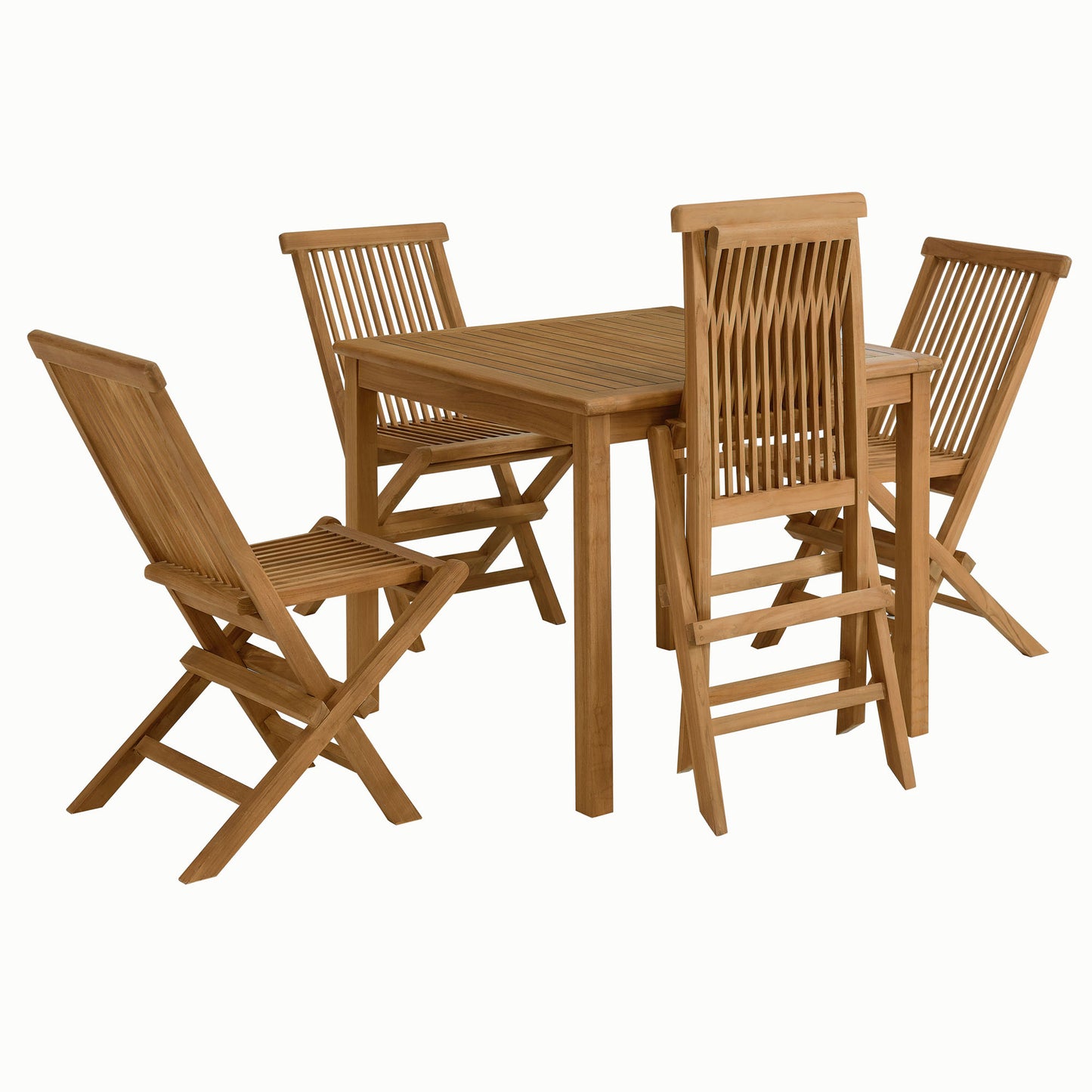 Modway - Vienna 5-Piece Outdoor Patio Teak Wood Dining Set with Folding Chairs by Modway  Outdoor Furniture Bar and Dining Brown - EEI-6931-NAT-NAT