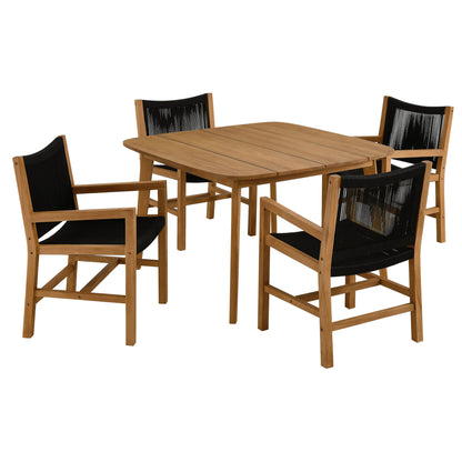 Modway - Vienna 5-Piece Outdoor Patio Teak and Rope Dining Set with Armchairs by Modway  Outdoor Furniture Bar and Dining Black - EEI-6935-NAT-BLK
