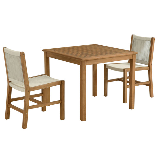 Modway - Vienna 3-Piece Outdoor Patio Teak and Rope Dining Set with Armless Chiars by Modway  Outdoor Furniture Bar and Dining Brown - EEI-6939-NAT-NAT