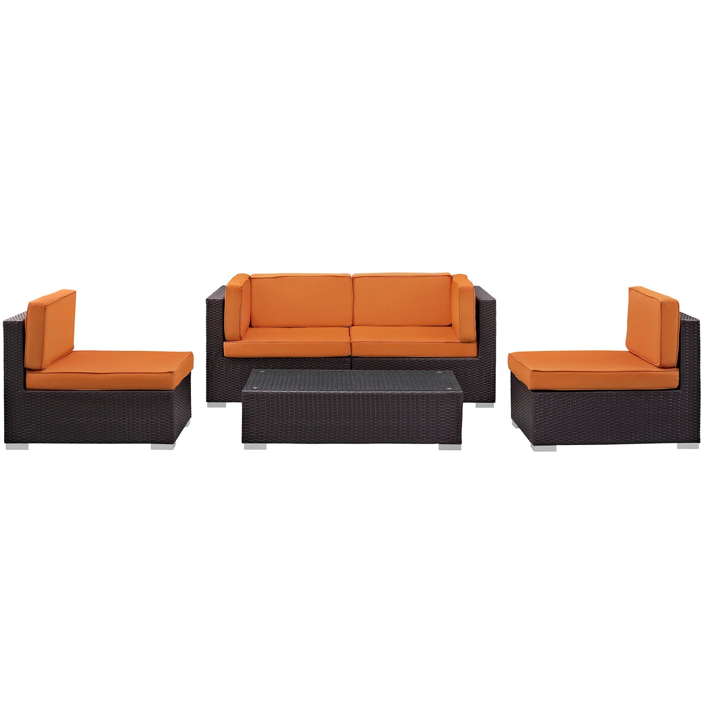 Modway Outlet Camfora 5 Piece Outdoor Patio Sectional Set by Modway  Outdoor Furniture Furniture Espresso Orange - EEI-694-EXP-ORA-SET
