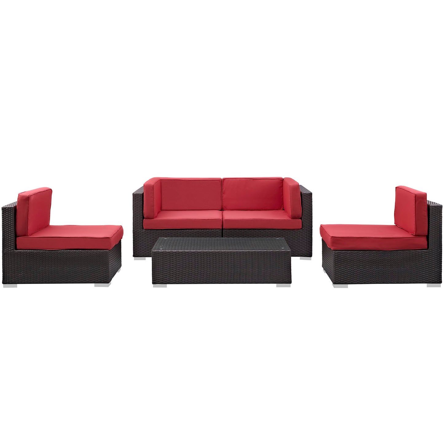 Modway Outlet Camfora 5 Piece Outdoor Patio Sectional Set by Modway  Outdoor Furniture Furniture Espresso Red - EEI-694-EXP-RED-SET