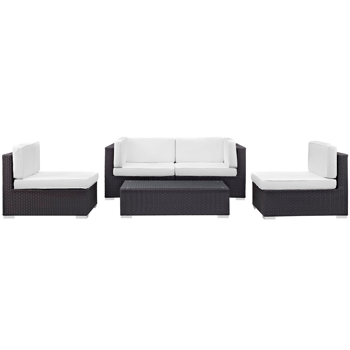 Modway - Camfora 5 Piece Outdoor Patio Sectional Set by Modway  Outdoor Furniture Sofa Sectionals White - EEI-694-EXP-WHI-SET
