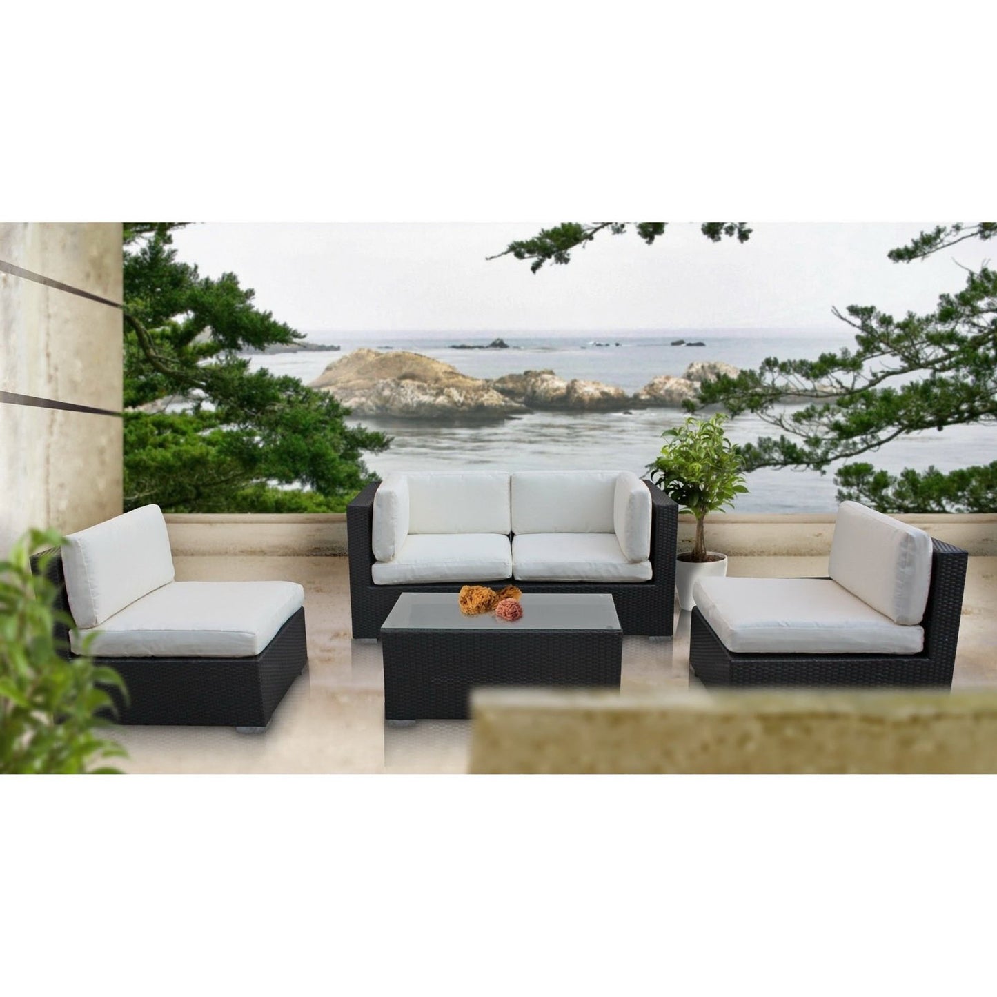 Modway - Camfora 5 Piece Outdoor Patio Sectional Set by Modway  Outdoor Furniture Sofa Sectionals White - EEI-694-EXP-WHI-SET