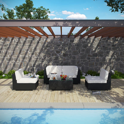 Modway - Camfora 5 Piece Outdoor Patio Sectional Set by Modway  Outdoor Furniture Sofa Sectionals White - EEI-694-EXP-WHI-SET