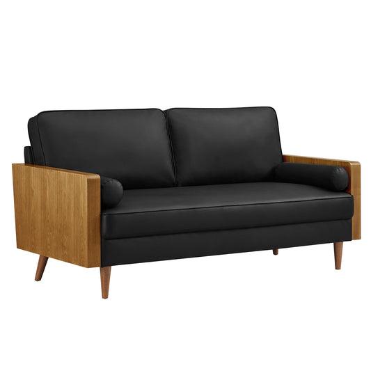 Modway - Kellan Vegan Leather Sofa by Modway  Living Room Sofas and Armchairs Black - EEI-6942-WAL-BLK