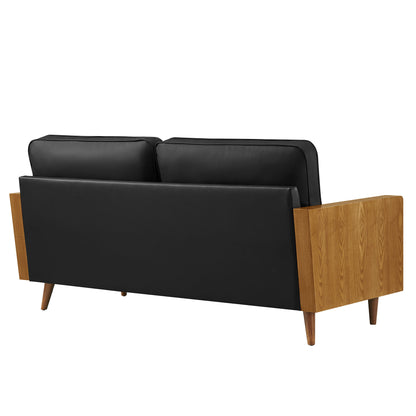 Modway - Kellan Vegan Leather Sofa by Modway  Living Room Sofas and Armchairs Black - EEI-6942-WAL-BLK