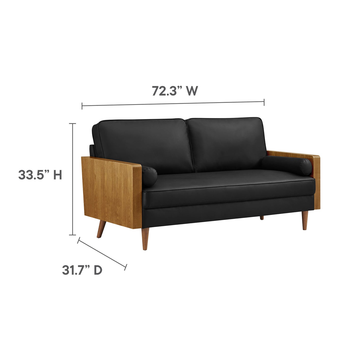 Modway - Kellan Vegan Leather Sofa by Modway  Living Room Sofas and Armchairs Black - EEI-6942-WAL-BLK
