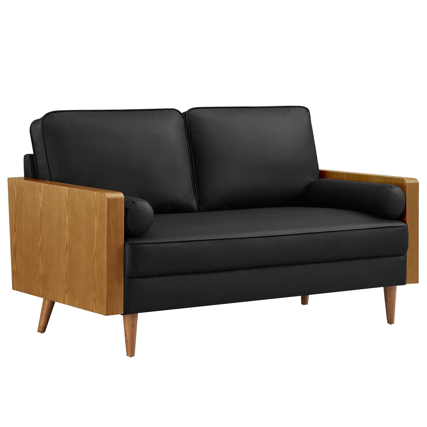 Modway - Kellan Vegan Leather Loveseat by Modway  Living Room Sofas and Armchairs Black - EEI-6943-WAL-BLK