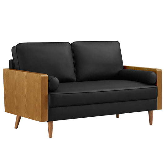 Modway - Kellan Vegan Leather Loveseat by Modway  Living Room Sofas and Armchairs Black - EEI-6943-WAL-BLK