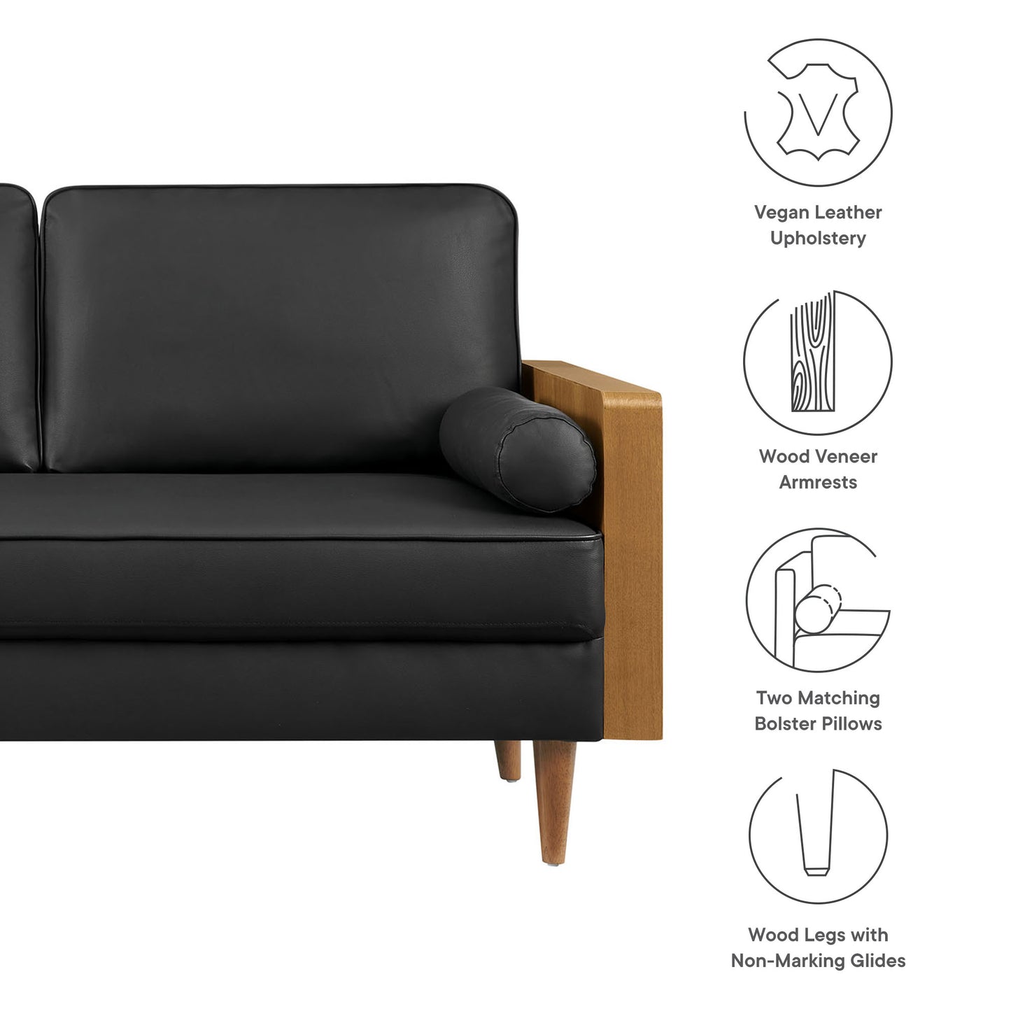 Modway - Kellan Vegan Leather Loveseat by Modway  Living Room Sofas and Armchairs Black - EEI-6943-WAL-BLK