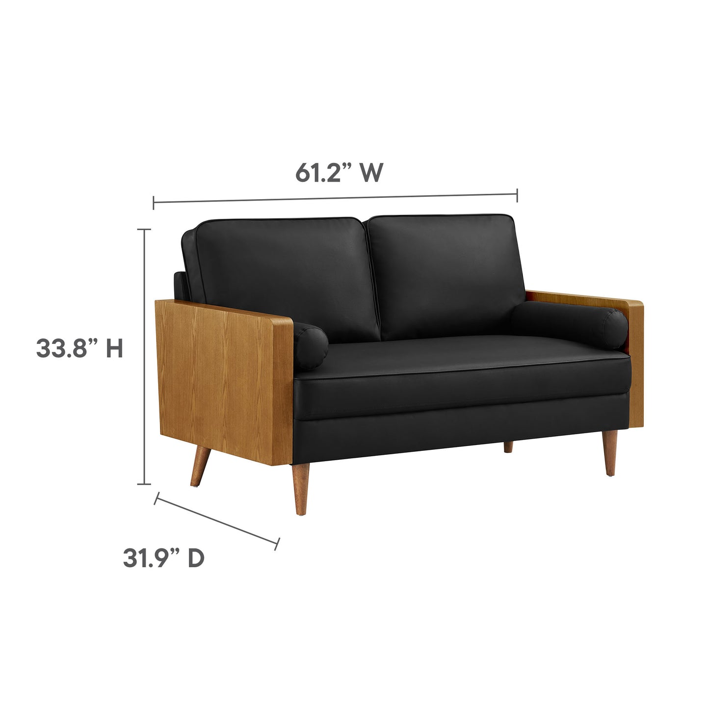 Modway - Kellan Vegan Leather Loveseat by Modway  Living Room Sofas and Armchairs Black - EEI-6943-WAL-BLK