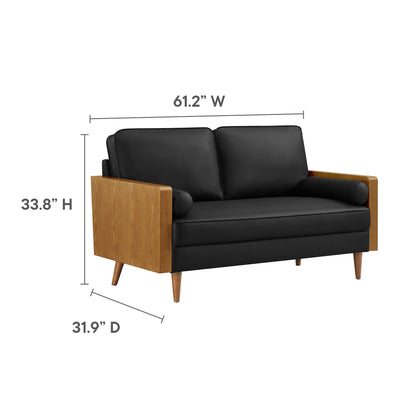 Modway - Kellan Vegan Leather Loveseat by Modway  Living Room Sofas and Armchairs Black - EEI-6943-WAL-BLK