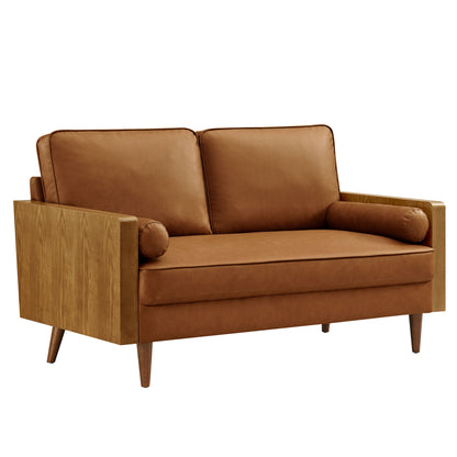 Modway - Kellan Vegan Leather Loveseat by Modway  Living Room Sofas and Armchairs Brown - EEI-6943-WAL-TAN