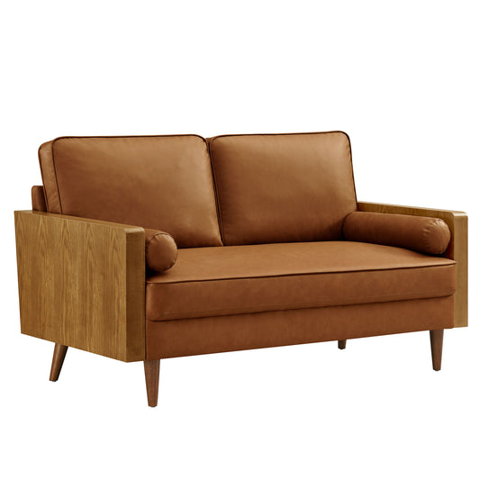 Modway - Kellan Vegan Leather Loveseat by Modway  Living Room Sofas and Armchairs Brown - EEI-6943-WAL-TAN