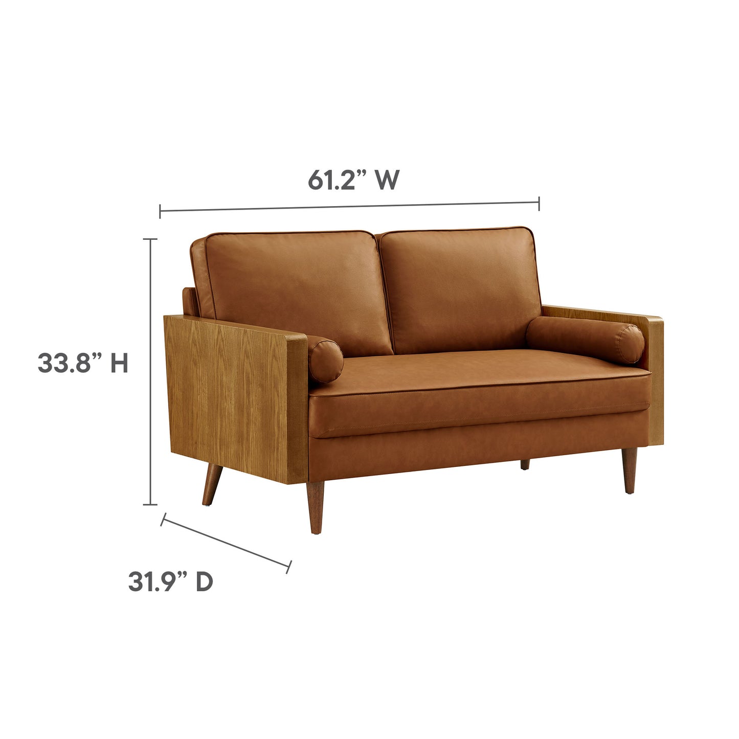 Modway - Kellan Vegan Leather Loveseat by Modway  Living Room Sofas and Armchairs Brown - EEI-6943-WAL-TAN