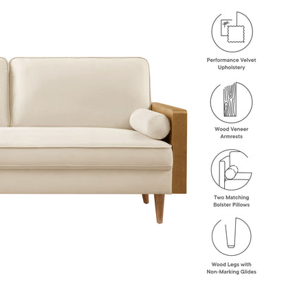 Modway - Kellan Performance Velvet Sofa by Modway  Living Room Sofas and Armchairs Oatmeal - EEI-6944-WAL-ALA