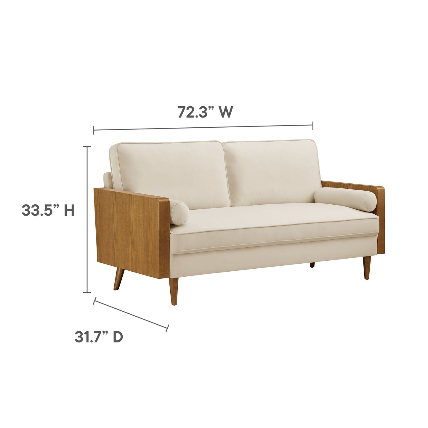Modway - Kellan Performance Velvet Sofa by Modway  Living Room Sofas and Armchairs Oatmeal - EEI-6944-WAL-ALA