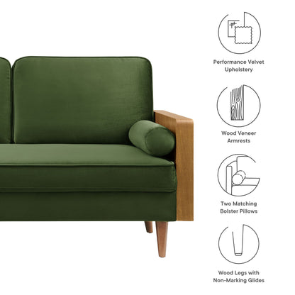 Modway - Kellan Performance Velvet Loveseat by Modway  Living Room Sofas and Armchairs Green - EEI-6945-WAL-MOG