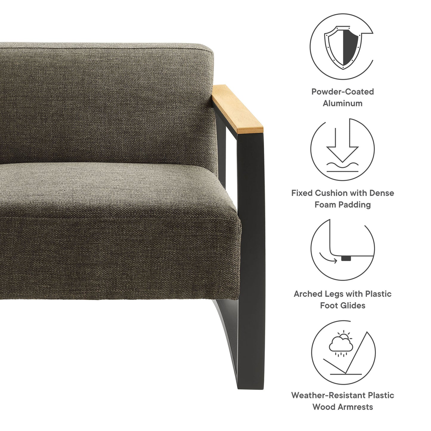 Modway - Sauve Outdoor Patio Aluminum and Fabric Armchair by Modway  Outdoor Furniture Sofa Sectionals Brown - EEI-6947-CHA-SMO