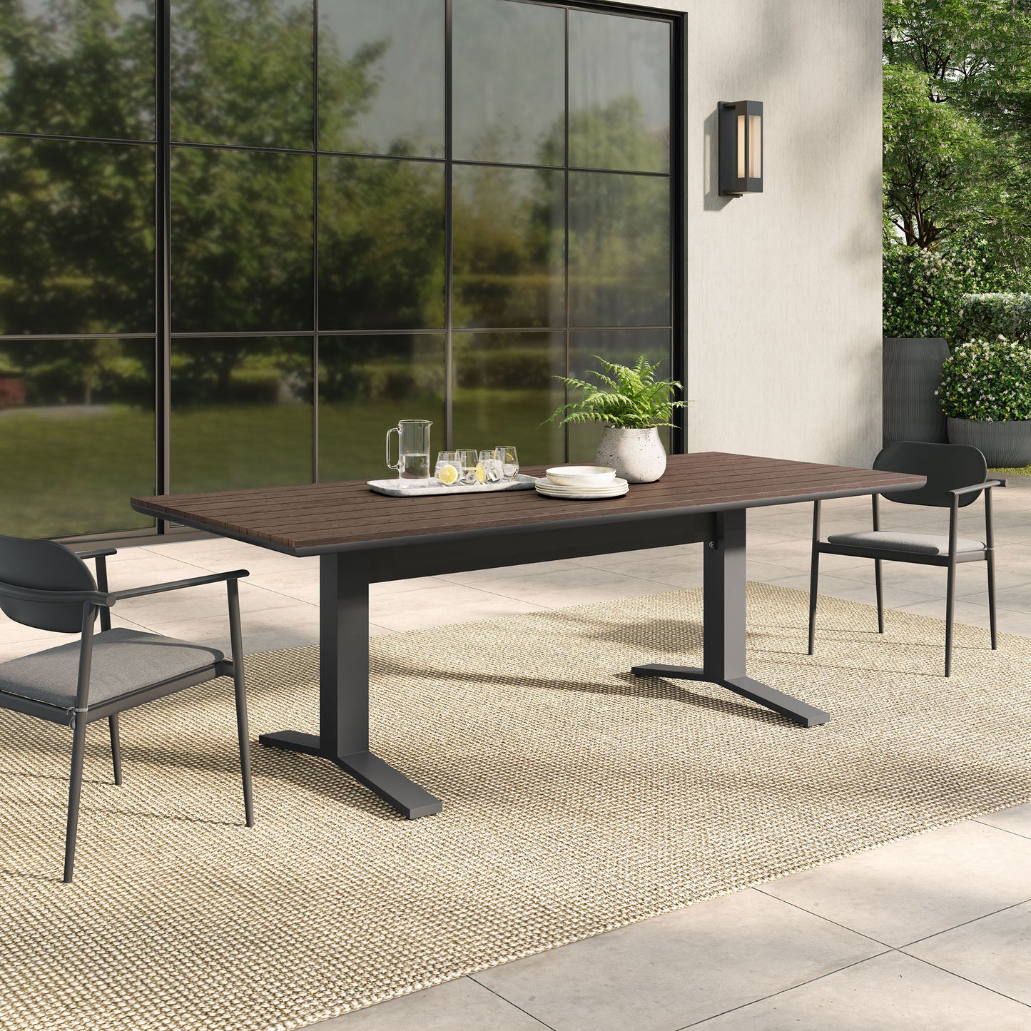 Modway - Gavelston 91" Outdoor Patio Aluminum Dining Table by Modway  Outdoor Furniture Bar and Dining Gray - EEI-6948-GWA-GRY