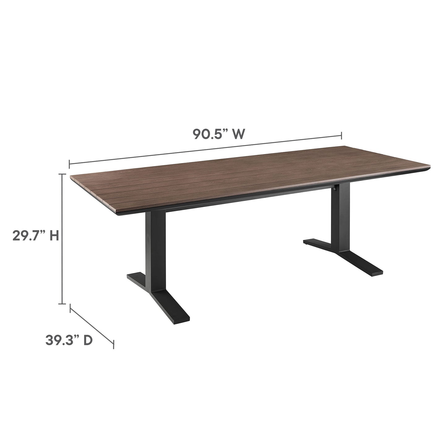 Modway - Gavelston 91" Outdoor Patio Aluminum Dining Table by Modway  Outdoor Furniture Bar and Dining Gray - EEI-6948-GWA-GRY