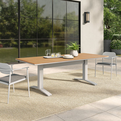 Modway - Gavelston 91" Outdoor Patio Aluminum Dining Table by Modway  Outdoor Furniture Bar and Dining White - EEI-6948-NAT-WHI