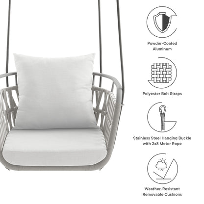 Modway - Kaliah Outdoor Patio Aluminum Swing Chair by Modway  Outdoor Furniture Daybeds and Lounges White - EEI-6949-LGR-WHI