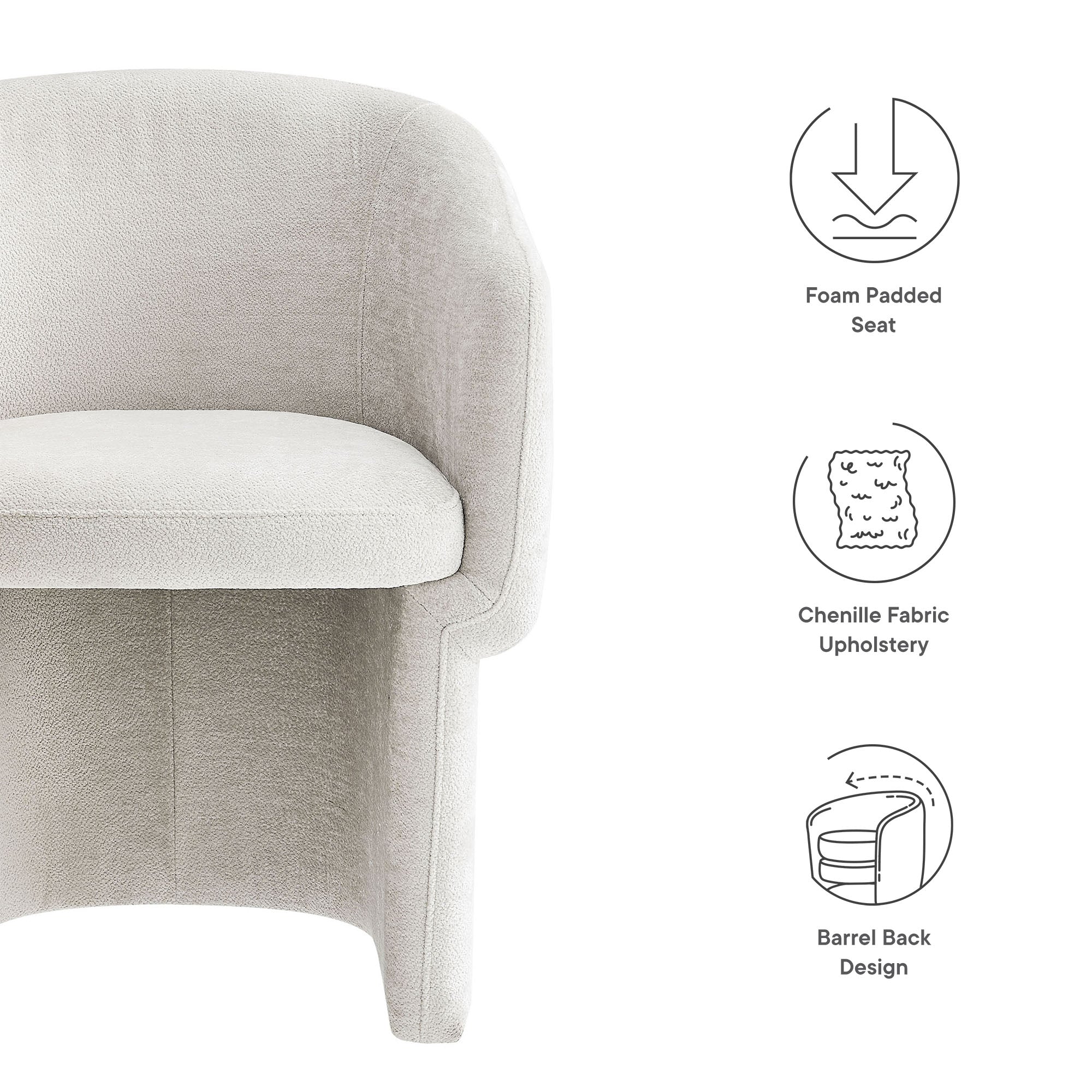 Modway - Verity Barrel Back Dining Armchair - Ivory - Thumbnail 4